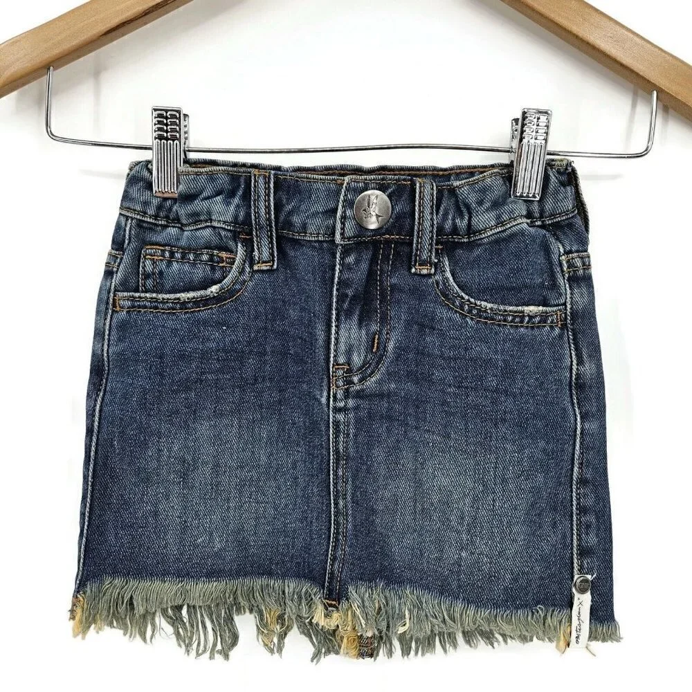New One Teaspoon Denim Mini Skirt Girls 5-6 Dirty Indigo 2020 Stretch HW
